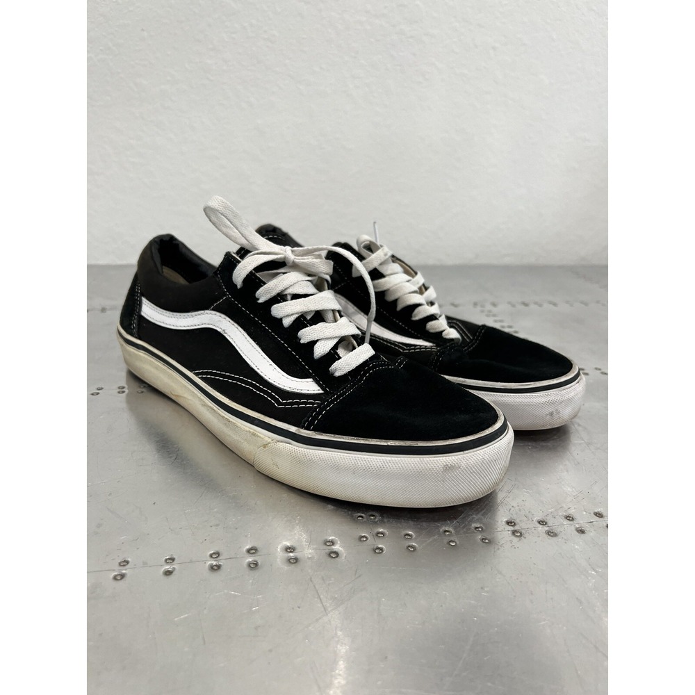 VANS Skate 721278 Skater Low Shoe Lace Up Black Men Size 8.5 Off the Wall Canvas
